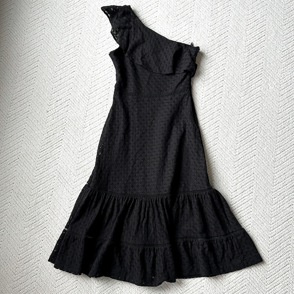 Banana Republic Lace Black One-shoulder Midi Dress